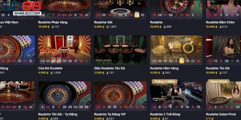 Giới thiệu về Roulette Sin88